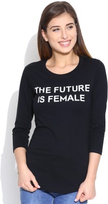 Silly People Graphic Print Women Round Neck Black T-Shirt at flipkart