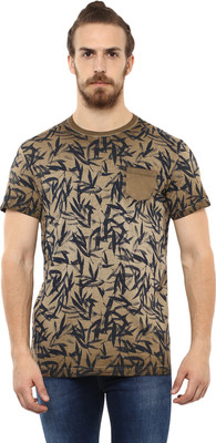 mufti-printed-men-round-or-crew-brown-t-shirt