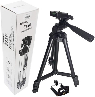 

Piqancy Tripod 3120 Full Black Portable Tripod 1020 mm Long 4 Section Adjustable 3 Way Pan & Tilt Tripod For Dslr | Mobile | Camera | Digital Camera - Light Weight Travel Tripod(Black, Supports Up to 1500 g)