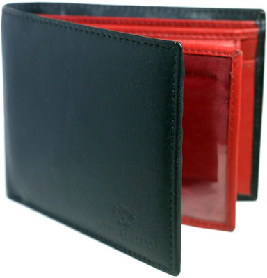 

NUKAICHAU Men Black Genuine Leather Wallet(9 Card Slots), Black;red