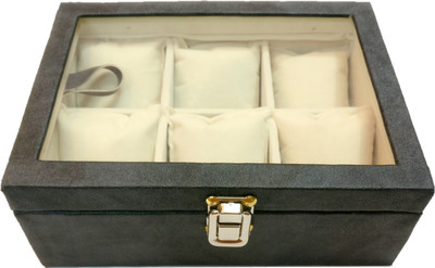 

Addyz Premium Transparent Quality 6 Slots Watch Box ,Jewelry, Bracelets Case Organizer Storage Storage Vanity Box(Black)