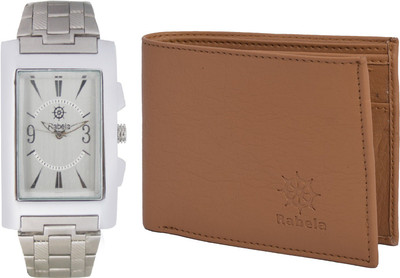 

Rabela Wallet, Analog Watch Combo(White, Tan)