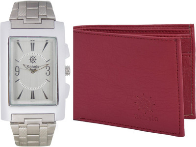 

Rabela Wallet, Analog Watch Combo(White, Maroon)