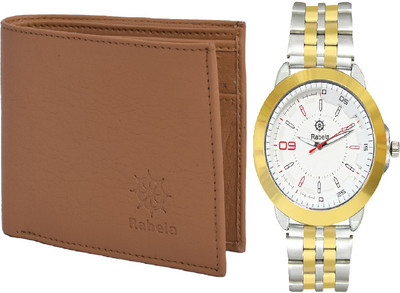 

Rabela Wallet, Analog Watch Combo(White, Tan)