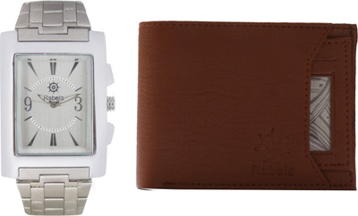 

Rabela Wallet, Analog Watch Combo(White, Brown)