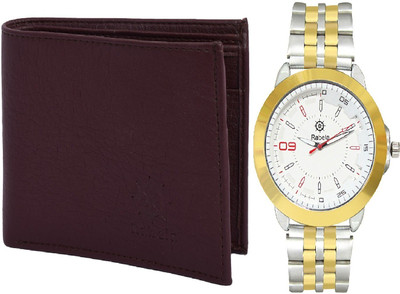 

Rabela Wallet, Analog Watch Combo(White, Brown)