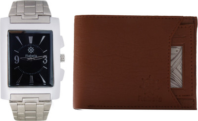 Rabela Wallet, Analog Watch Combo(Black, Brown)