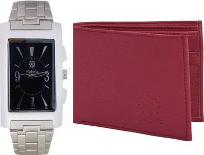 Rabela Wallet, Analog Watch Combo(Black, Maroon)