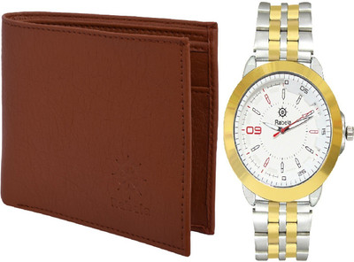 

Rabela Wallet, Analog Watch Combo(White, Brown)