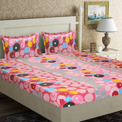 Home Candy 104 TC Cotton Double Polka Flat Bedsheet(Pack of 1, Multicolor)