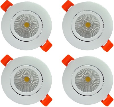 GALAXY LED Ceiling COB Spot Light - 6 Watt - Round - White (6000K) Tilt Pack of 4 Recessed Ceiling Lamp(White)