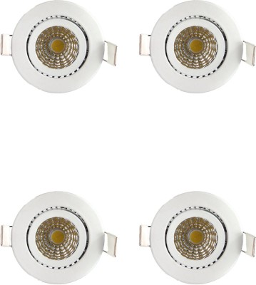 GALAXY LED Ceiling COB Spot Light - 3 Watt - Round - White (6000K) Tilt Pack of 4 Recessed Ceiling Lamp(White)