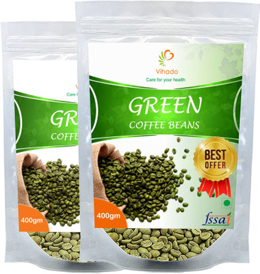 

Vihado Brand New Premium Green Coffee Beans / 100% Pure & Natural / 2 Pack Of 400g (Total 800g) Weight Management Without Side Effects Instant Coffee 800 g(Pack of 2, Green Coffee Flavoured)