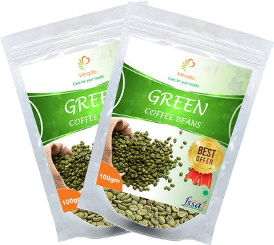 

Vihado Pure Organic Premium Green Coffee Beans/ 100% Pure & Natural / 1 Pack of 100g / Best In Weight Loss Green Coffee Beans 25% Extra in Pouch Instant Coffee 200 g(Pack of 2, Green Coffee Flavoured)