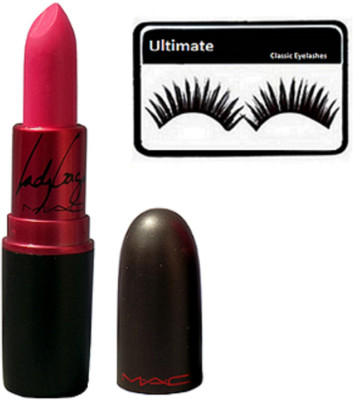 

Ultimate Eyelashes with Mac Ladygaga Matte Finish Pink Lipstick(Set of 2)