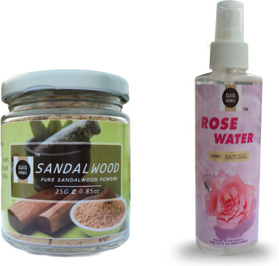 

ASHTAAROMAS Sandalwood Powder and Rosewater Spray(Set of 2)