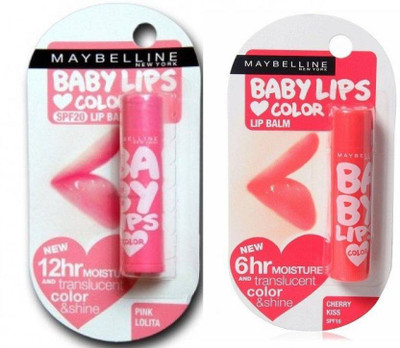 

Maybelline babylips Pink Lolita - Cherry Kiss Lipbalm(Set of 2)