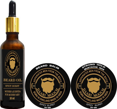 

Daarimooch BEARD & MUSTACHE GROOMING KIT-SPICY BURST(Set of 3)