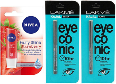 

Nivea Strawberry Lip Balm & Lakme Eyeconic Kajal(Set of 1)