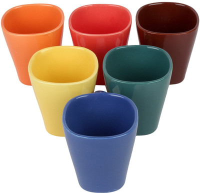

PFUMART PFUM0012 Ceramic Mug(200 ml, Pack of 6), Multicolor