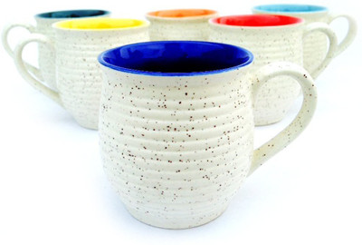 

PFUMART C000A24 Ceramic Mug(130 ml, Pack of 6), Multicolor