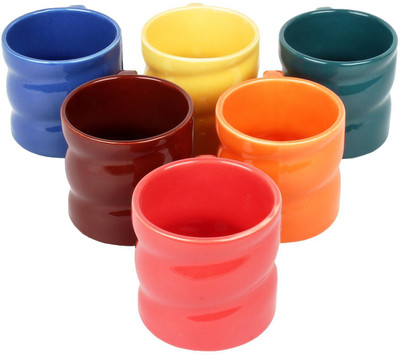 

PFUMART C000A25 Ceramic Mug(130 ml, Pack of 6), Multicolor