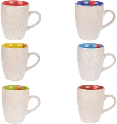 

PFUMART MMUG0038 Ceramic Mug(260 ml, Pack of 6), Multicolor