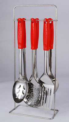 

Elegante Plastic Handle K.T with Stand Stainless Steel, Plastic Cutlery Set(Pack of 6)