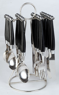 

Elegant Solitaire Black Stainless Steel, Plastic Cutlery Set(Pack of 24)