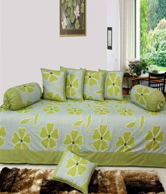 Shreejee Cotton Floral Diwan Set(Green)