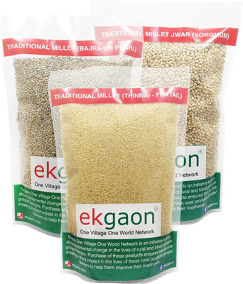 

Ekgaon Combo - 2: Healthy Traditional Millets (Bajra (Pearl) 500g, Foxtail Millet (Thinai) 500g, Jowar(Sorghum) 500g)(1.5 kg, Pack of 3)