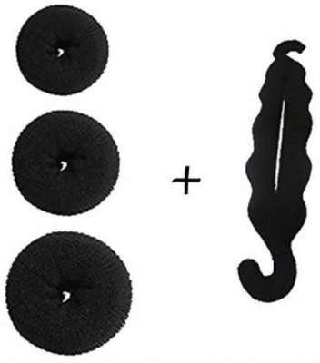 Chanderkash Black Pack Of 3 Hair Donuts And 1 Bun Juda Maker Combo Hair Accessory Set(Black)