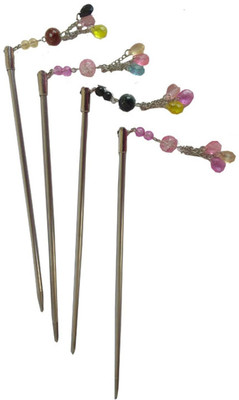 

Pooja Trendz 4 Pcs Metal Hair Stick-Bun Hair Stick for Women/Juda stick hair pin Bun Stick(Multicolor)