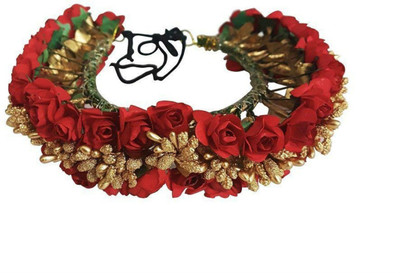 

Creative India Exports Flowers Bridal Hair Gajra Accessories for Hair Styling, Red Golden, 25 Grams Bun(Red, Gold)