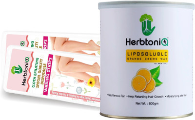 

HerbtoniQ Liposoluble Orange Creme Wax 800 Grams With 100 Non-Woven Medium Size Waxing Strips (9x3 Inch) Wax(800 g)