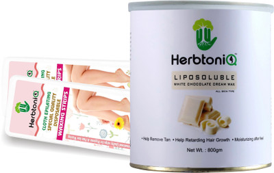 

HerbtoniQ Liposoluble White Chocolate Creme Wax 800 Grams With 100 Non-Woven Medium Size Waxing Strips (9x3 Inch) Wax(800 g)