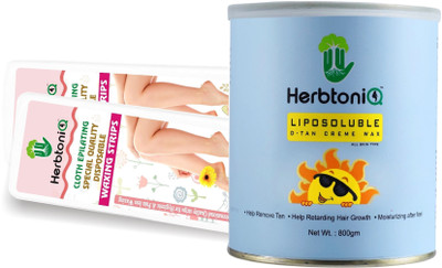 

HerbtoniQ Liposoluble D-TAN Creme Wax 800 Grams With 100 Non-Woven Medium Size Waxing Strips (9x3 Inch) Wax(800 g)