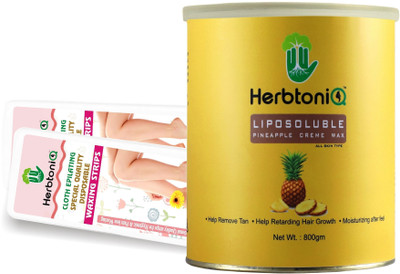 

HerbtoniQ Liposoluble Pineapple Creme Wax 800 Grams With 100 Non-Woven Medium Size Waxing Strips (9x3 Inch) Wax(800 g)