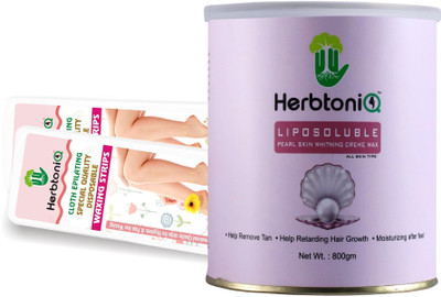 

HerbtoniQ Liposoluble Pearl Skin Whitning Creme Wax 800 Grams With 100 Non-Woven Medium Size Waxing Strips (9x3 Inch) Wax(800 g)