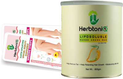 

HerbtoniQ Liposoluble Mango Creme Wax 800 Grams With 100 Non-Woven Medium Size Waxing Strips (9x3 Inch) Wax(800 g)