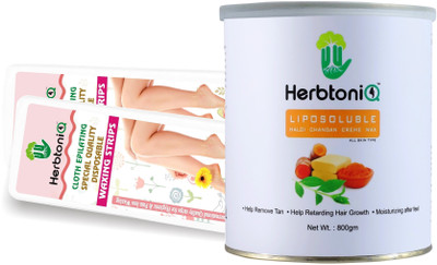 

HerbtoniQ Liposoluble Haldi Chandan Creme Wax 800 Grams With 100 Non-Woven Medium Size Waxing Strips (9x3 Inch) Wax(800 g)