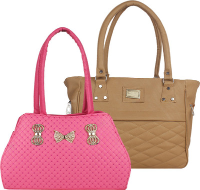 

Fillincart Hand-held Bag(Pink, Brown), Brown;pink