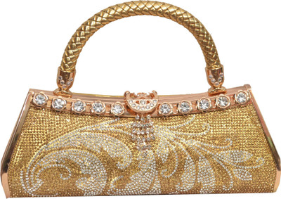 mango star Hand-held Bag(Gold, Beige), Beige;gold