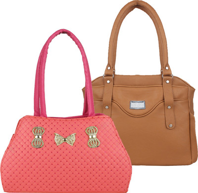 

Fillincart Hand-held Bag(Pink, Brown), Brown;pink