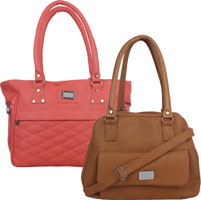 

Fillincart Hand-held Bag(Pink, Brown), Brown;pink