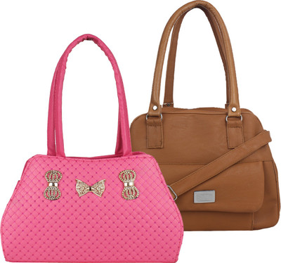 

Fillincart Hand-held Bag(Pink, Brown), Brown;pink