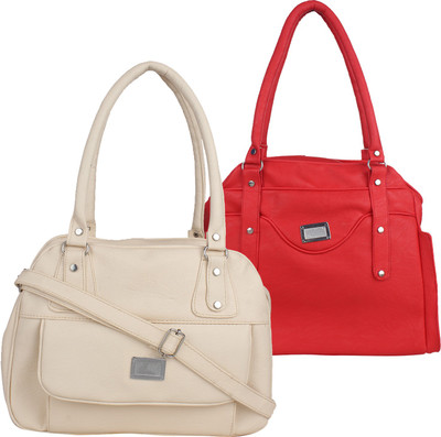 

Fillincart Hand-held Bag(White, Red), Red;white