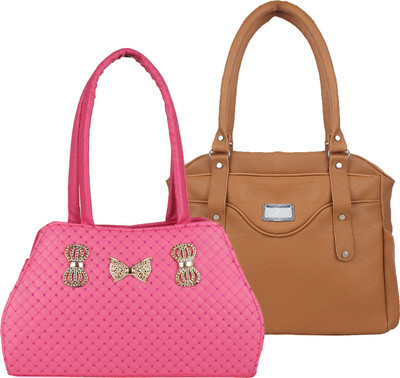 

Fillincart Hand-held Bag(Pink, Brown), Brown;pink