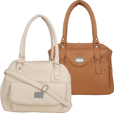 

Fillincart Hand-held Bag(White, Brown), Brown;white