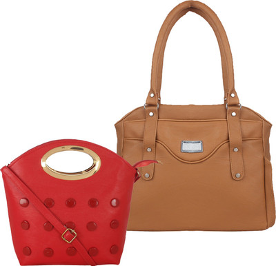 

Fillincart Hand-held Bag(Red, Brown), Brown;red